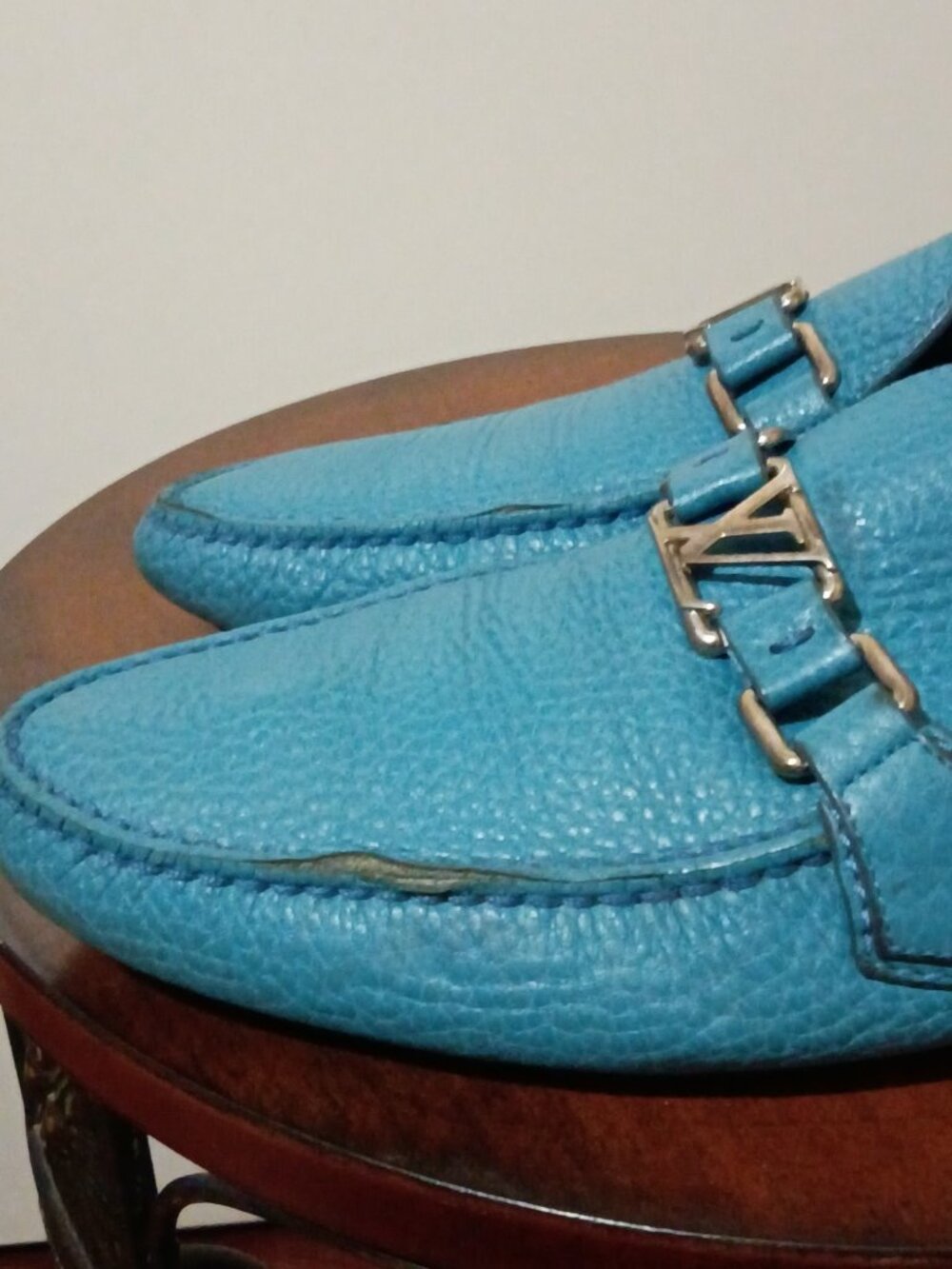 Men's Louis Vuitton Blue Monte Carlo Driving Loafers Shoes Sz 8.5 Good Condition - Picture 14 of 16